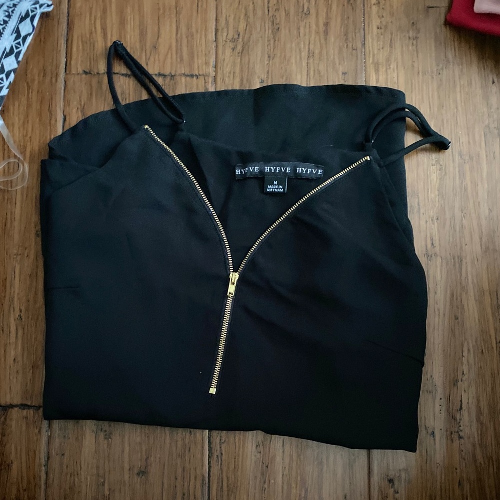 Black Zipper Front Tank Top